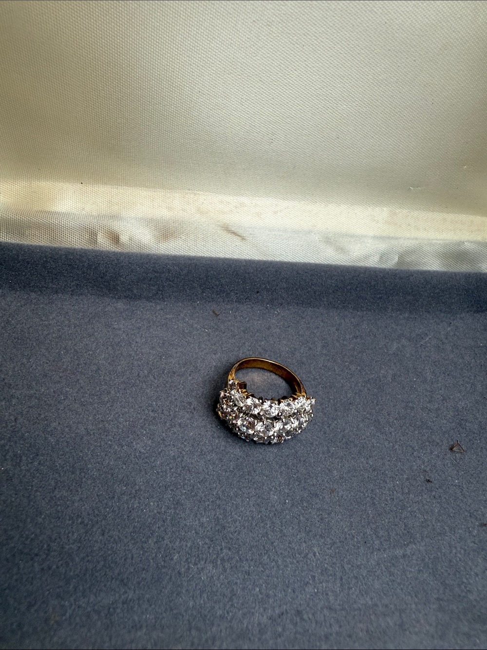 Gold Crystal Cluster Dome Ring - Women's Ring vintage gold plated